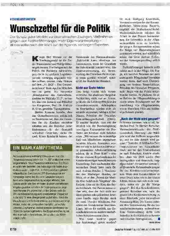 Vorschauseite 1: Wunschzettel für die Politik