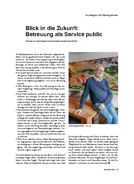 Vorschauseite 1: Blick in die Zukunft: Betreuung als Service public