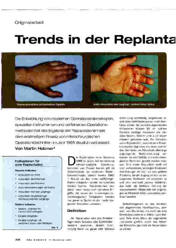 Vorschauseite 1: Trends in der Replantationschirurgie