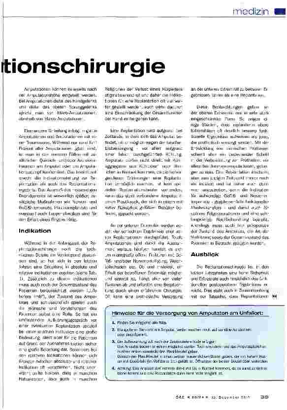 Vorschauseite 2: Trends in der Replantationschirurgie
