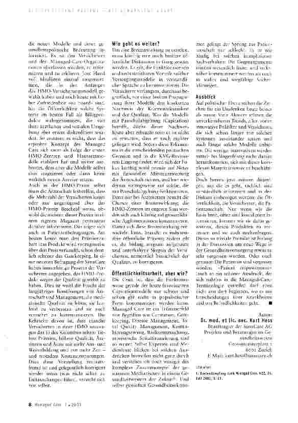Vorschauseite 2: Managed Care und der vergessene Patient