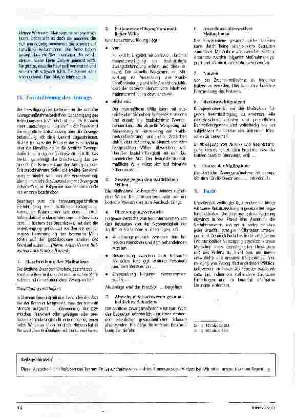 Vorschauseite 4: Die Einwilligung des Betreuers in die Zwangsbehandlung
