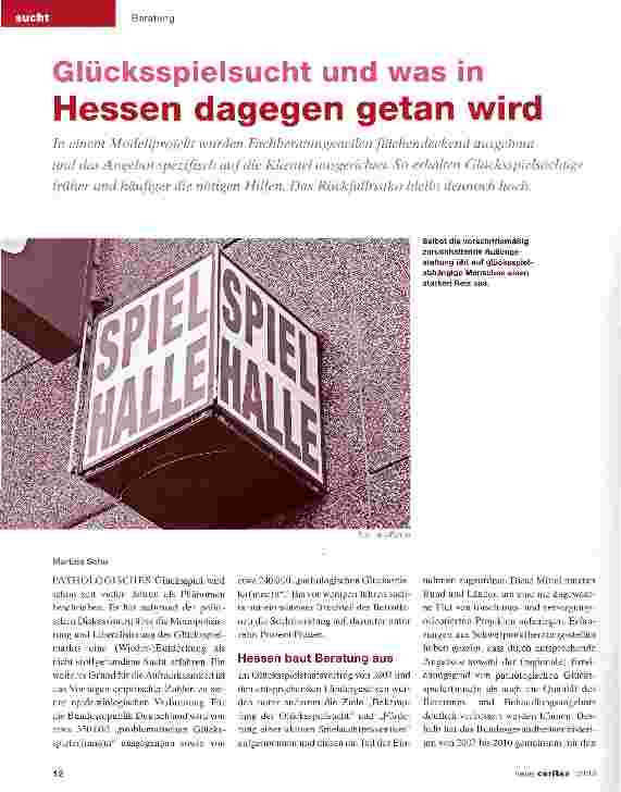 Vorschauseite 1: Glücksspielsucht und was inHessen dagegen getan wird