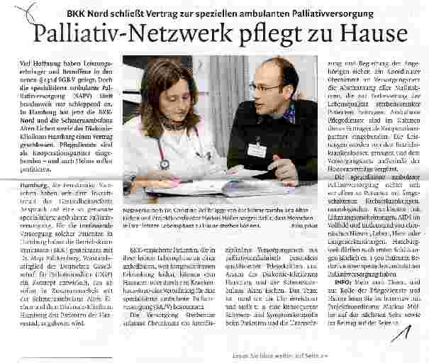 Vorschauseite 1: Palliativ-Netzwerk pflegt zu Hause