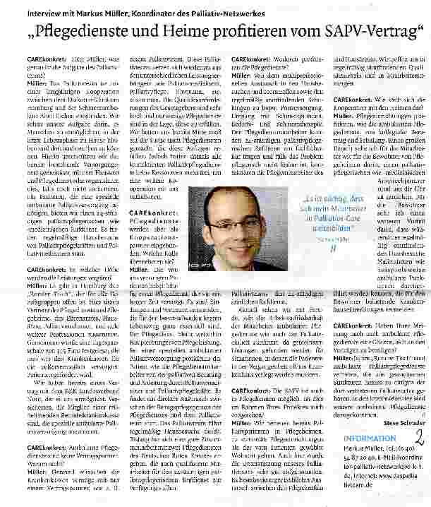 Vorschauseite 2: Palliativ-Netzwerk pflegt zu Hause