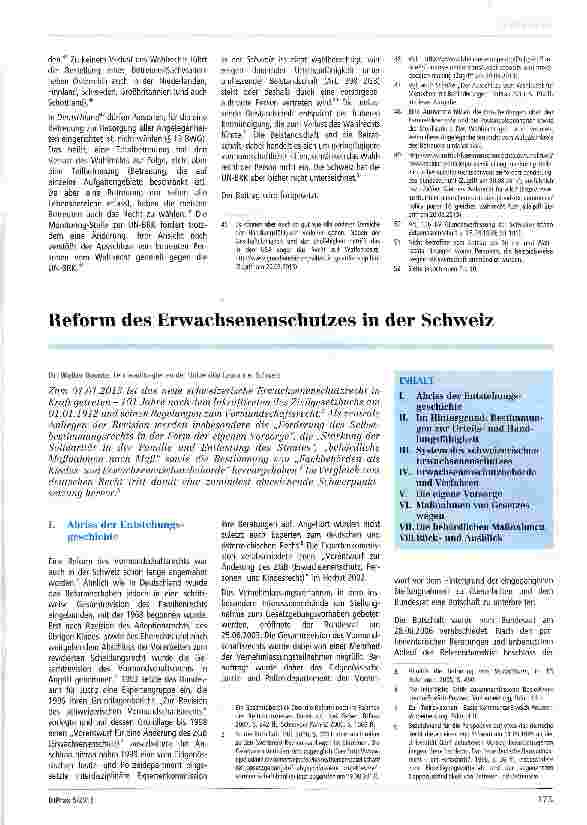 Vorschauseite 5: Stand und Perspektiven des Erwachsenenschutzes in rechtsvergleichender Sicht (Teil 1)