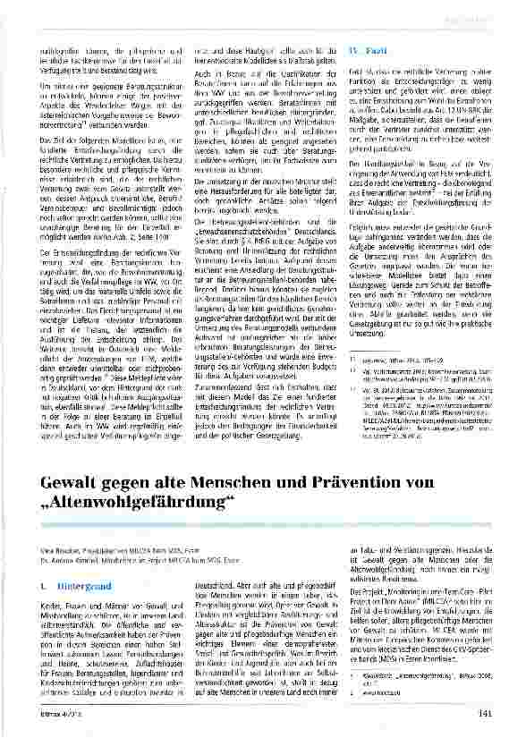 Vorschauseite 1: Gewalt gegen alte Menschen und Prävention von „Altenwohlgefährdung