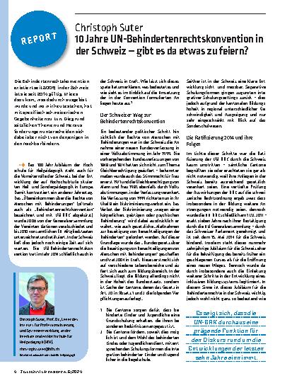 Vorschauseite 1: 10 Jahre UN-Behindertenrechtskonvention in der Schweiz – gibt es da etwas zu feiern?