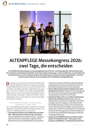 Vorschauseite 1: ALTENPFLEGE Messekongress 2026: zwei Tage, die entscheiden