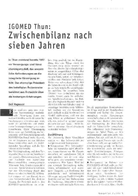 Vorschauseite 1: IGOMED Thun: Zwischenbilanz nach sieben Jahren