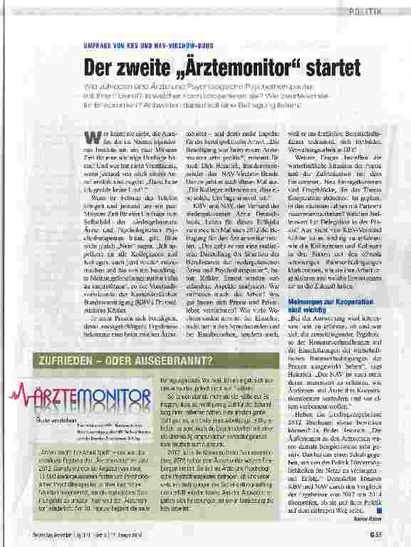 Vorschauseite 1: Der zweite „Arztemonitor startet