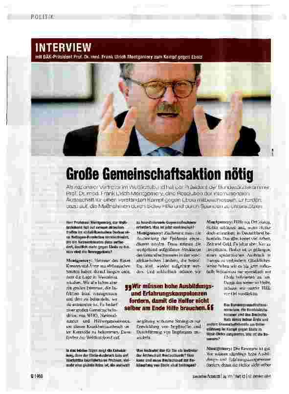 Vorschauseite 1: Große Gemeinschaftsaktion nötig