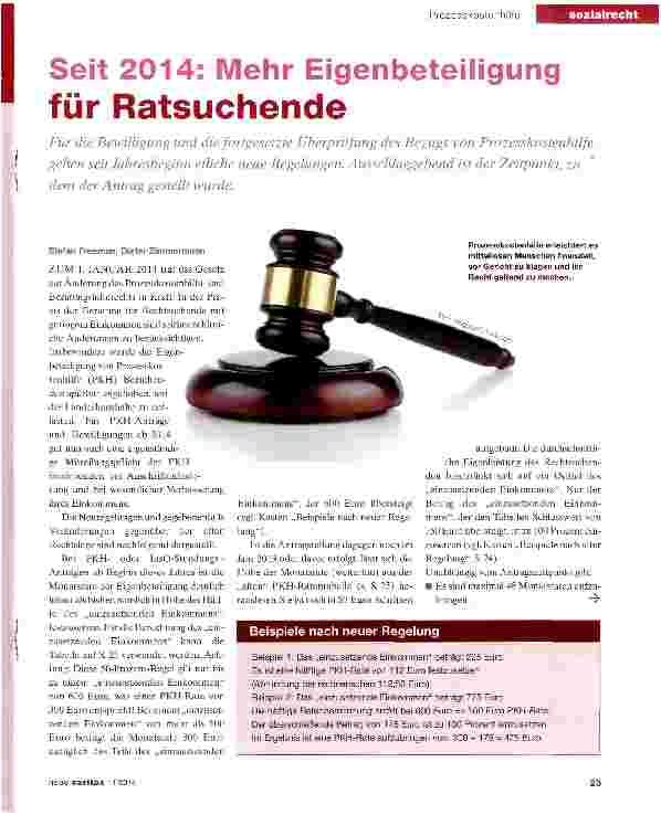 Vorschauseite 1: Seit 2014: Mehr Eigenbeteiligungfür Ratsuchende