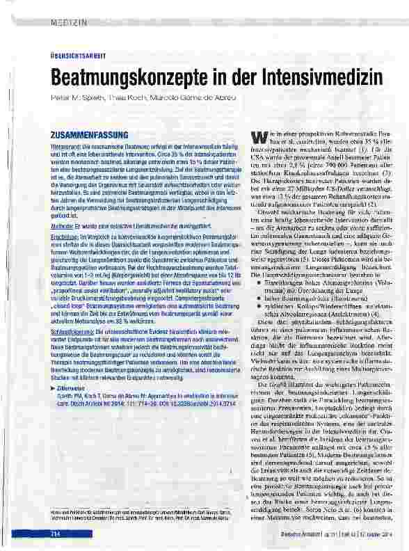 Vorschauseite 1: Beatmungskonzepte in der Intensivmedizin