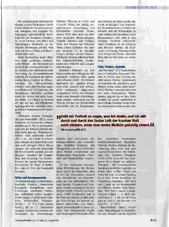 Vorschauseite 2: WILLIAM SHAKESPEARE (1564-1616)Mit dem medizinischen Wissen seiner Zeit vertraut
