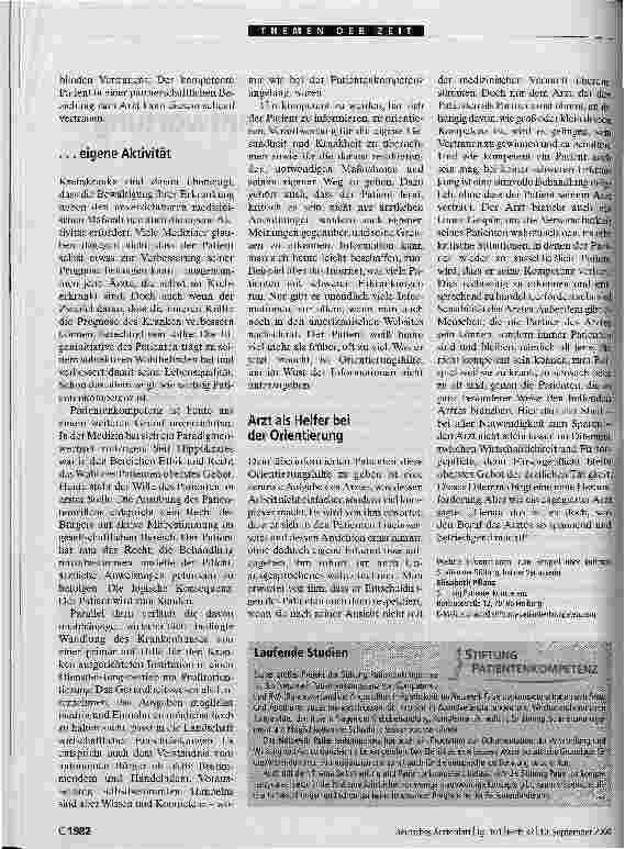 Vorschauseite 2: Zur Eigenverantwortung befähigen. Kranke, die Mitverantwortung für ihre Gesundung tragen wollen, bedürfen der Orientierung