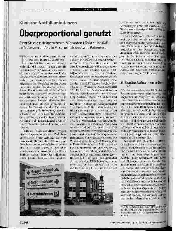 Vorschauseite 1: Überproportional genutzt. Klinische Notfallamhulanzen