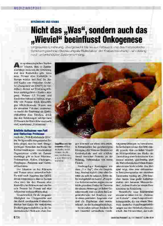 Vorschauseite 1: Nicht das „Was, sondern auch das „Wieviel beeinflusst Onkogenese