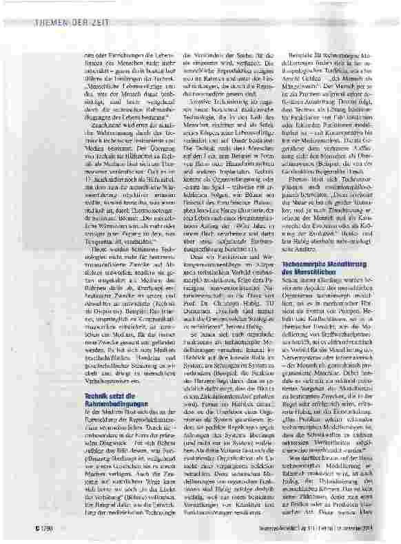 Vorschauseite 2: TECHNISIERUNG DER MEDIZIN „Die Technik ist uns auf den Leib gerückt