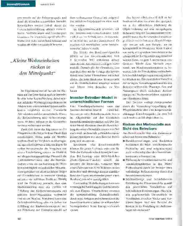 Vorschauseite 2: Pflegeimmobilien: lieber kaufen oder mieten?