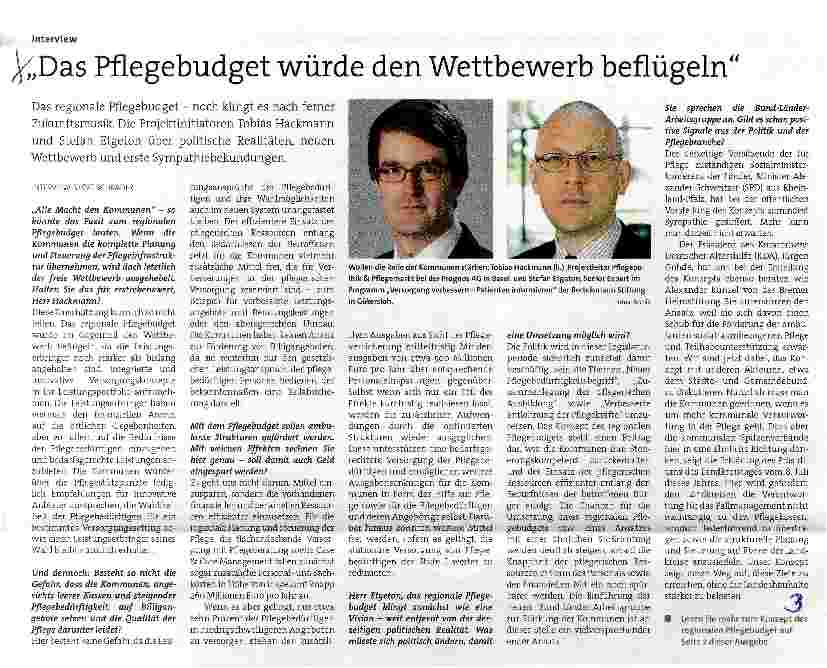 Vorschauseite 1: Das Pflegebudget würde den Wettbewerb beflügeln