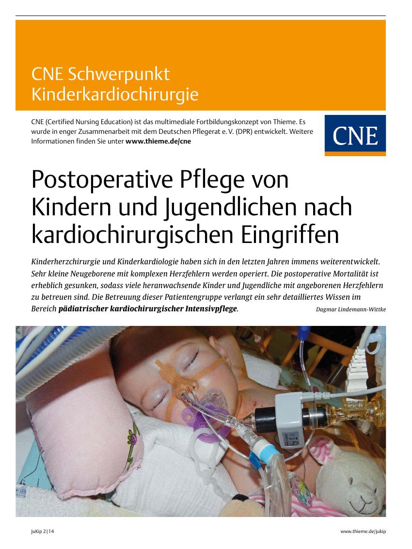 Vorschauseite 1: Postoperative Pflege von Kindern und Jugendlichen nach kardiochirurgischenEingriffen