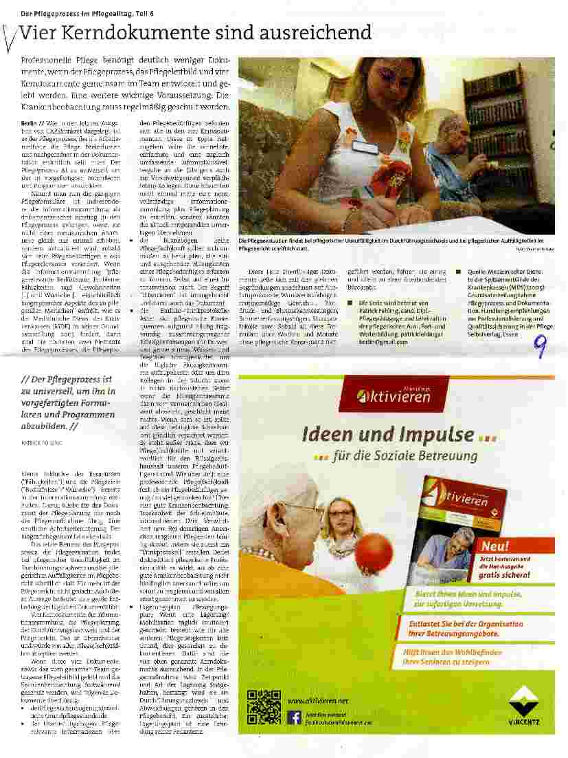 Vorschauseite 1: Der Pflegeprozess im Pflegealltag, Teil 6 Vier Kerndokumente sind ausreichend