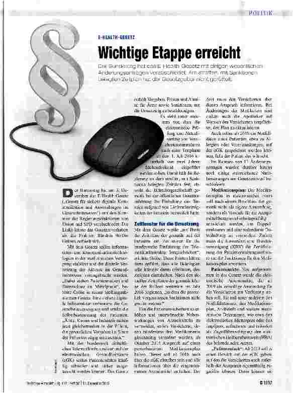 Vorschauseite 1: Wichtige Etappe erreicht
