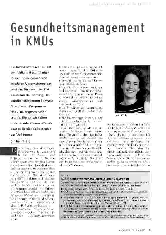 Vorschauseite 1: Gesundheitsmanagement in KMUs