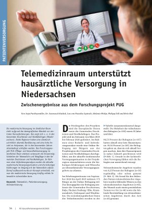 Vorschauseite 1: Telemedizinraum unterstützt hausärztliche Versorgung in Niedersachsen Zwischenergebnisse aus dem Forschungsprojekt PUG