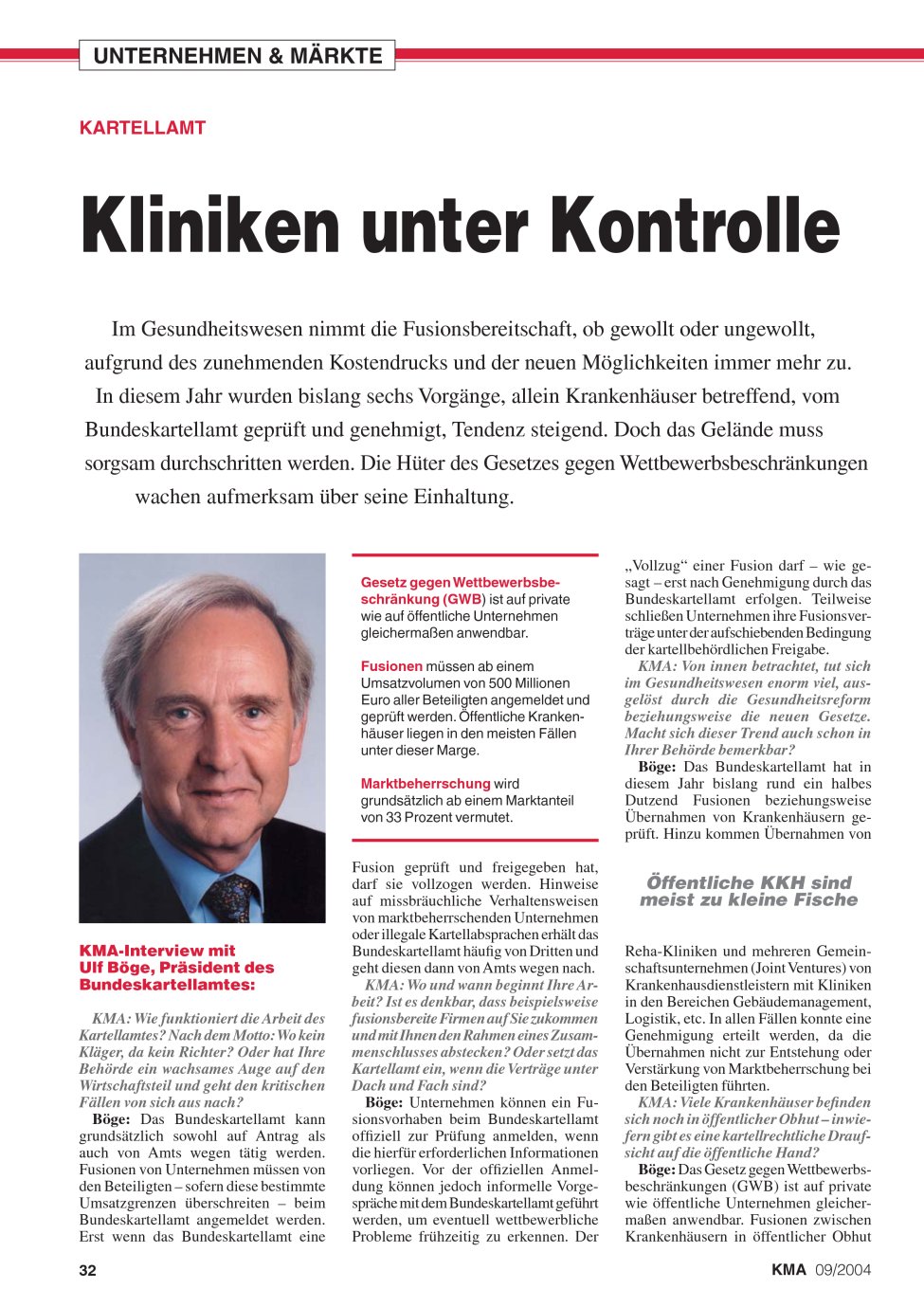 Vorschauseite 1: Kliniken unter Kontrolle