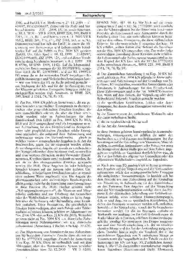 Vorschauseite 3: Zolltarifliche Einreihung eines Produkts zur diätetischen Behandlung von Gefäßerkrankungen als Arzneiware KN Pos. 3004, 2106; UStG § 12 I; DiätV § 1 IV Buchst, a