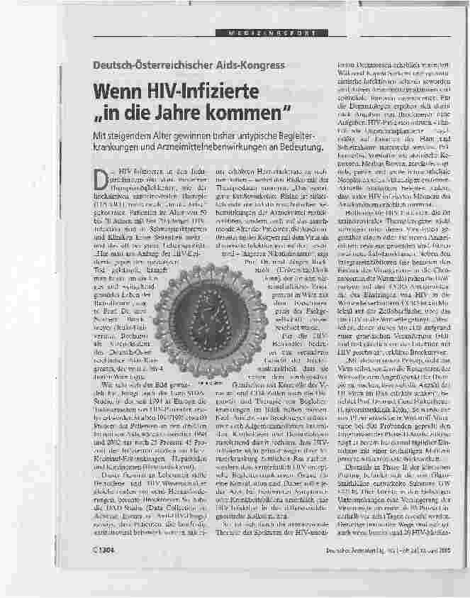 Vorschauseite 1: Wenn HlV-Infizierte in die Jahre kommenDeutsch-Österreichischer Aids-Kongress