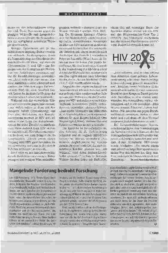 Vorschauseite 2: Wenn HlV-Infizierte in die Jahre kommenDeutsch-Österreichischer Aids-Kongress