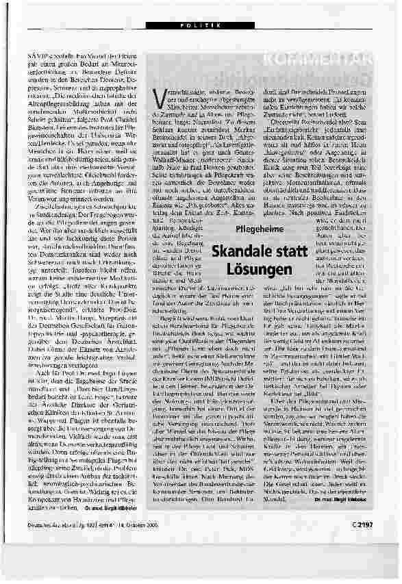 Vorschauseite 2: Pflegeheime - Schlechte Noten für ärztliche Versorgung