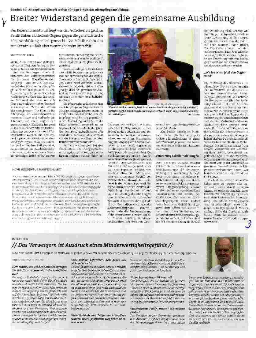 Vorschauseite 1: Breiter Widerstand gegen die gemeinsame Ausbildung