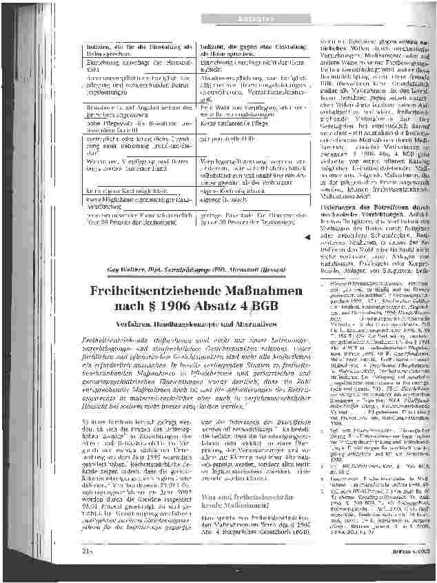 Vorschauseite 1: Freiheitsentziehende Maßnahmen nach § 1906 Absatz 4 BGBVerfahren, Handlungskonzepte und Alternativen