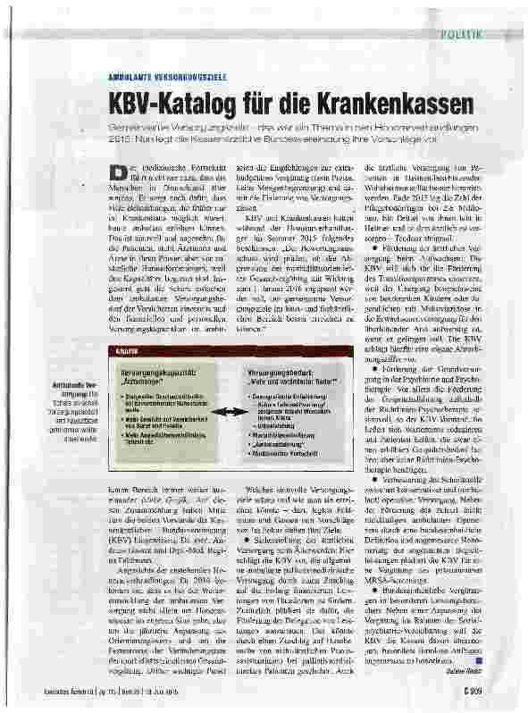 Vorschauseite 1: KBV-Katalog für die Krankenkassen