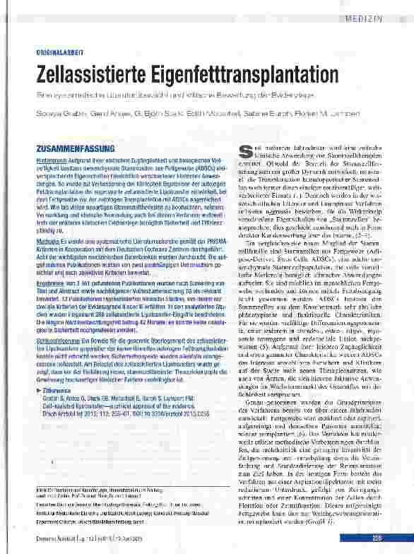 Vorschauseite 1: Zeilassistierte Eigenfetttransplantation