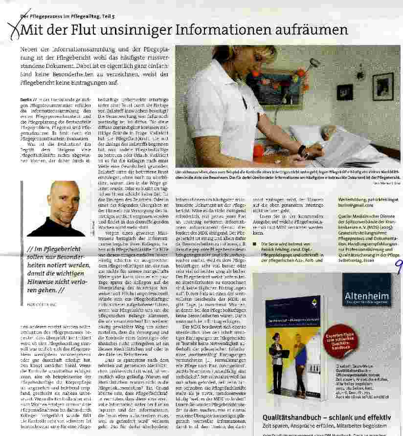 Vorschauseite 1: Pflegeprozess im Pflegealltag, Teil 5 Mit der Flut unsinniger Informationen aufräumen