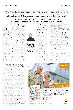 Vorschauseite 1: „Politisch bekommt die Pflegekammer als berufsständische Organisation immer mehr Gehör.“