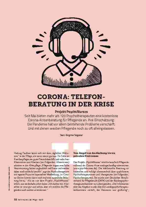 Vorschauseite 1: CORONA: TELEFONBERATUNG IN DER KRISE