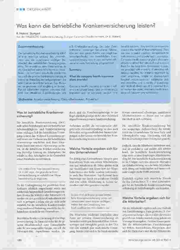 Vorschauseite 1: Was kann die betriebliche Krankenversicherung leisten?