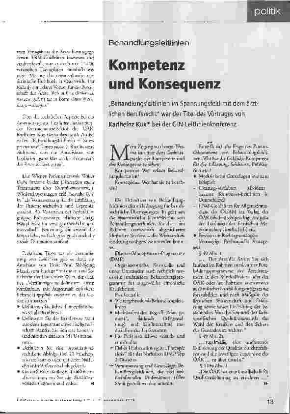 Vorschauseite 1: Behandlungsleitlinien - Kompetenz und Konsequenz