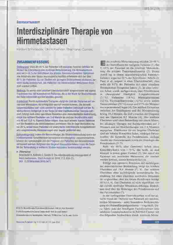 Vorschauseite 1: Interdisziplinäre Therapie von Hirnmetastasen