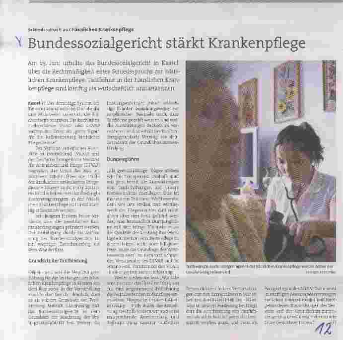 Vorschauseite 1: Bundessozialgericht stärkt Krankenpflege