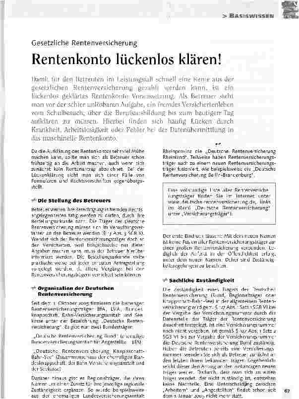 Vorschauseite 1: Gesetzliche RentenversicherungRentenkonto lückenlos klären!