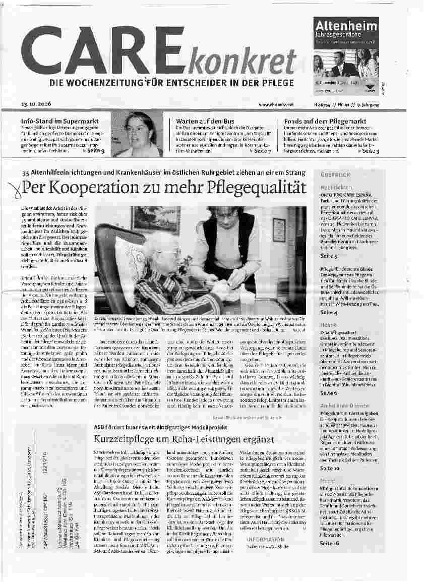 Vorschauseite 1: Per Kooperation zu mehr Pflegequalität