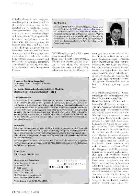 Vorschauseite 2: Wettrüsten in der Spitzenmedizin?