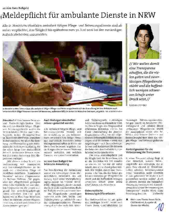 Vorschauseite 1: Meldepflicht für ambulante Dienste in NRW